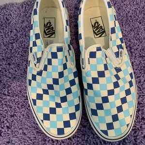 Blue Checkered Slip On Vans